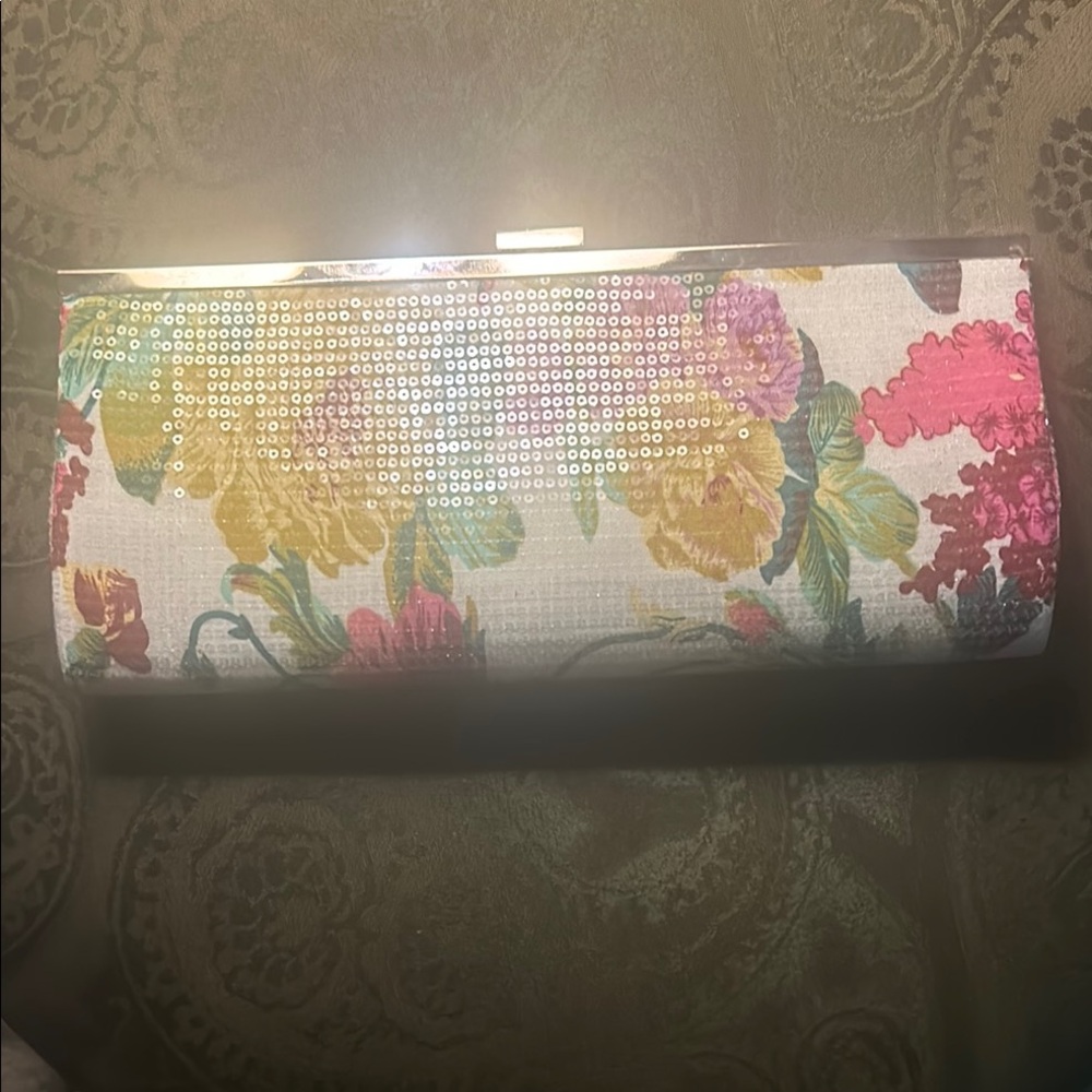Aldo Floral Clutch with Rhinestones